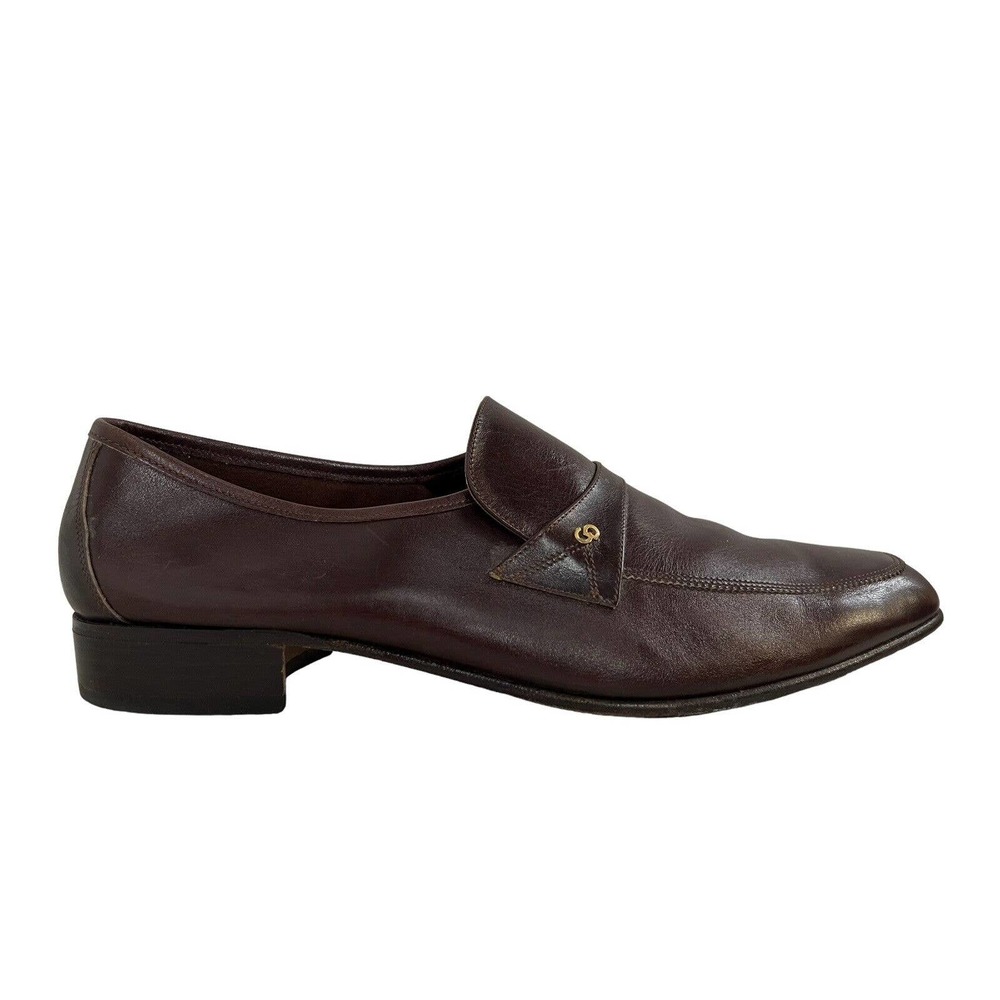 Vintage CHRISTIAN DIOR Monsieur Size 12 Dark Brown Leather Loafers MADE IN ITALY